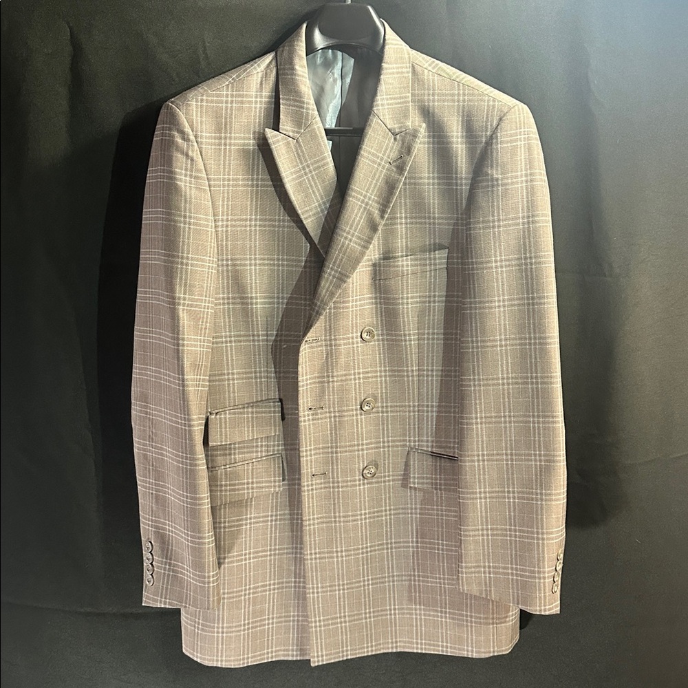 Stacy Adams Taupe/Gray Plaid Blazer
